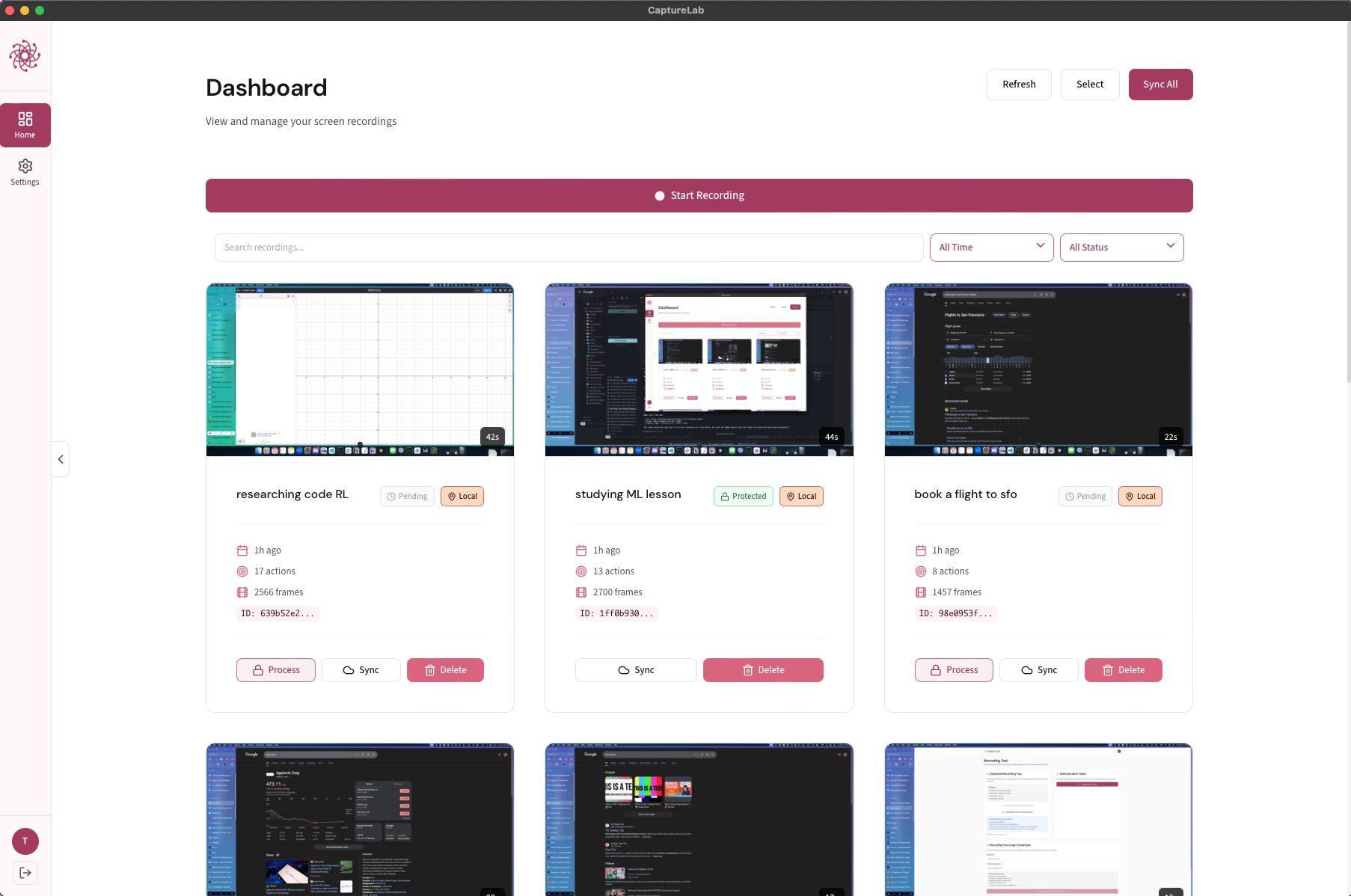 Capture Lab Dashboard